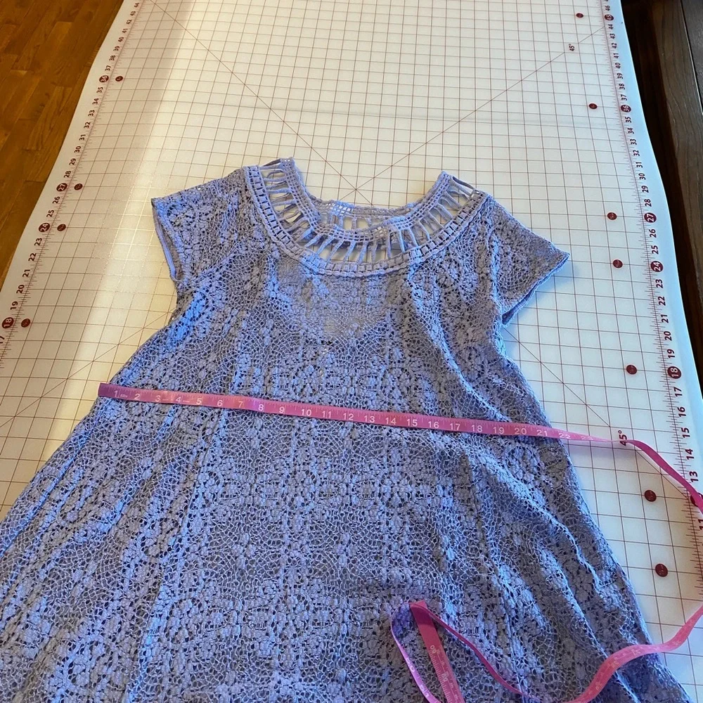 Free People Lavender purple lace floral crochet swing dress size Medium